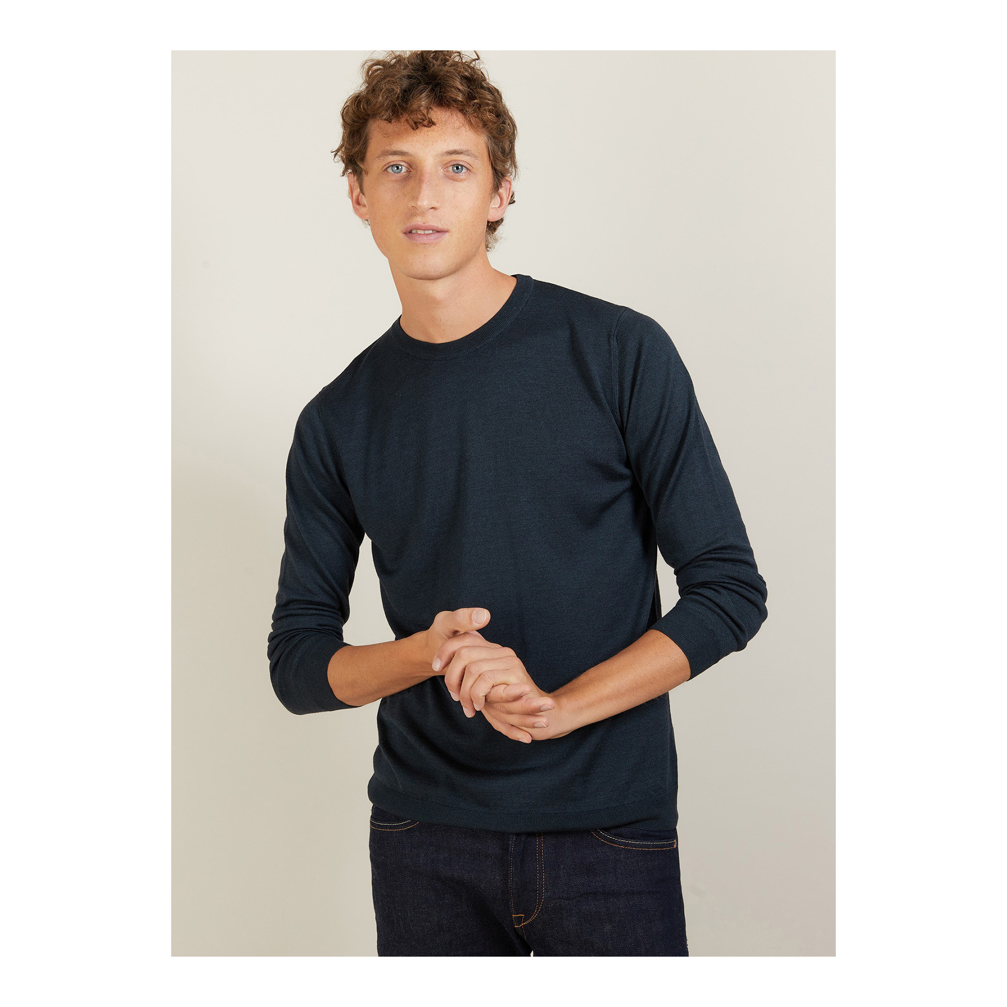 BARSAM PULL COL ROND LAINE ET SOIE