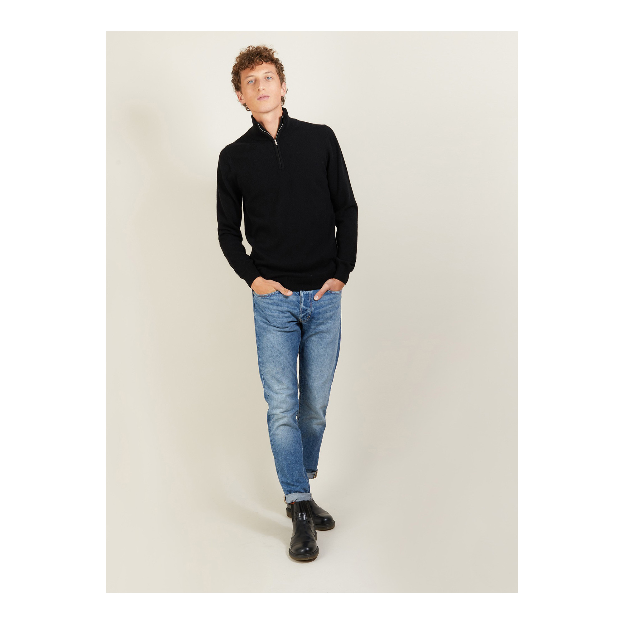 Cashmere sweater with zip neck - BLAISE