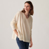 Pull col V en cachemire à fentes et bords côtes - Alienor 7403 ecru - 82 Ecru