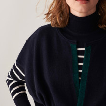 Cape sans manches en cachemire - Clarisse 7597 marine/fougere - 05 Bleu marine