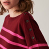 Pull boutonné à col rond bicolore en cachemire - Dalton 7515 griotte/fushia - 51 Bordeaux