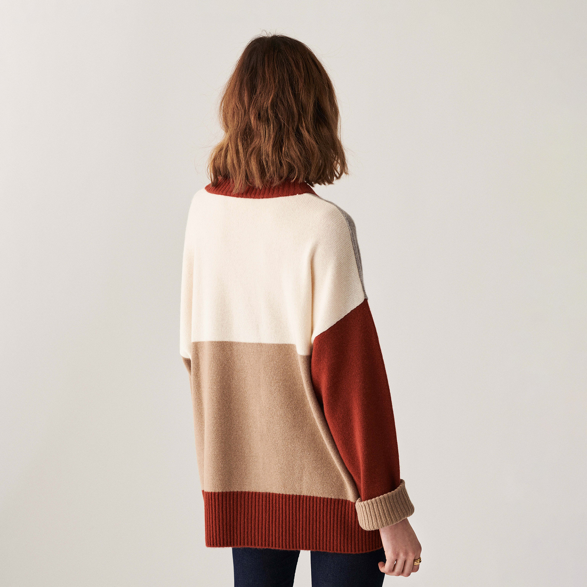 Long cardigan boutonné en cachemire - Delia 7521 SABLE MULTI
