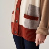 Long cardigan boutonné en cachemire - Delia 7521 SABLE MULTI