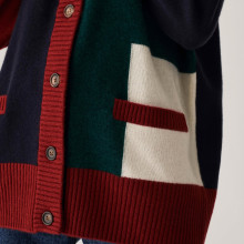 Long cardigan boutonné en cachemire - Delia 7520 MARINE MULTI