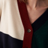 Long cardigan boutonné en cachemire - Delia 7520 MARINE MULTI