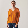 Pull col V à fentes en laine mérinos - Aurora 7460 tournesol - 15 Orange