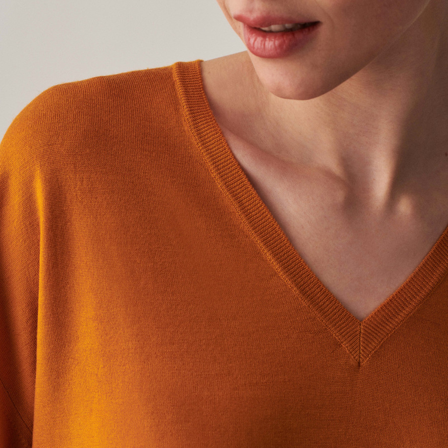 Pull col V à fentes en laine mérinos - Aurora