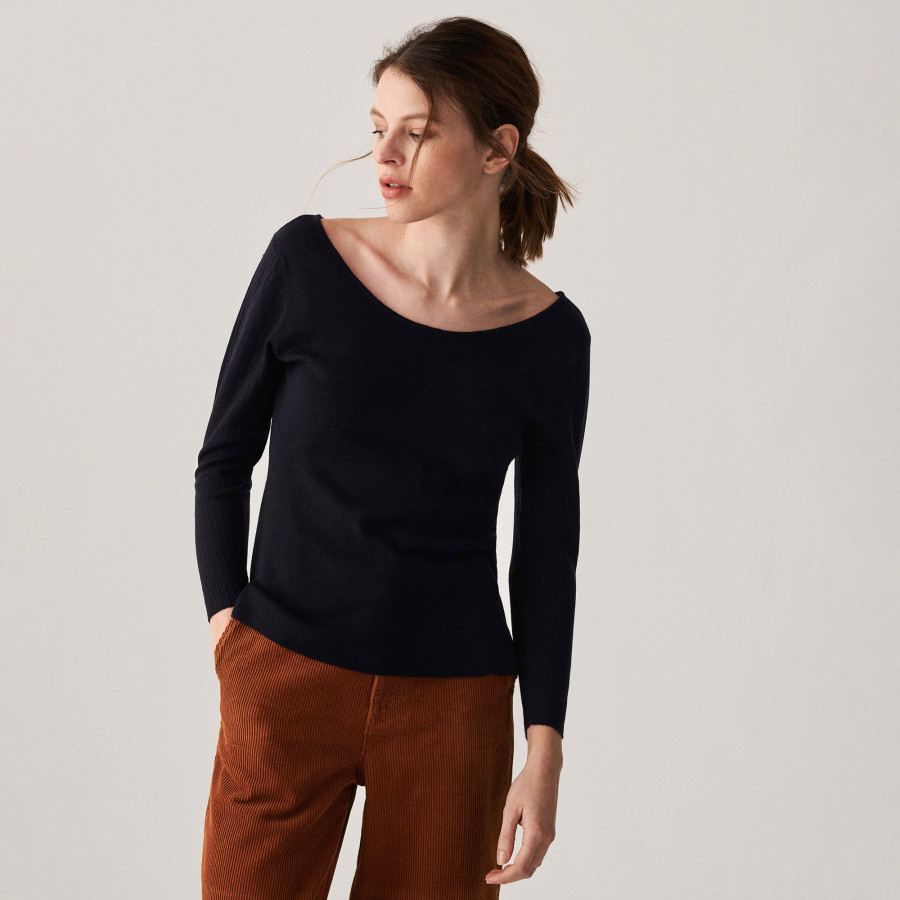 Pull col rond en laine mérinos maille fine - Altesa