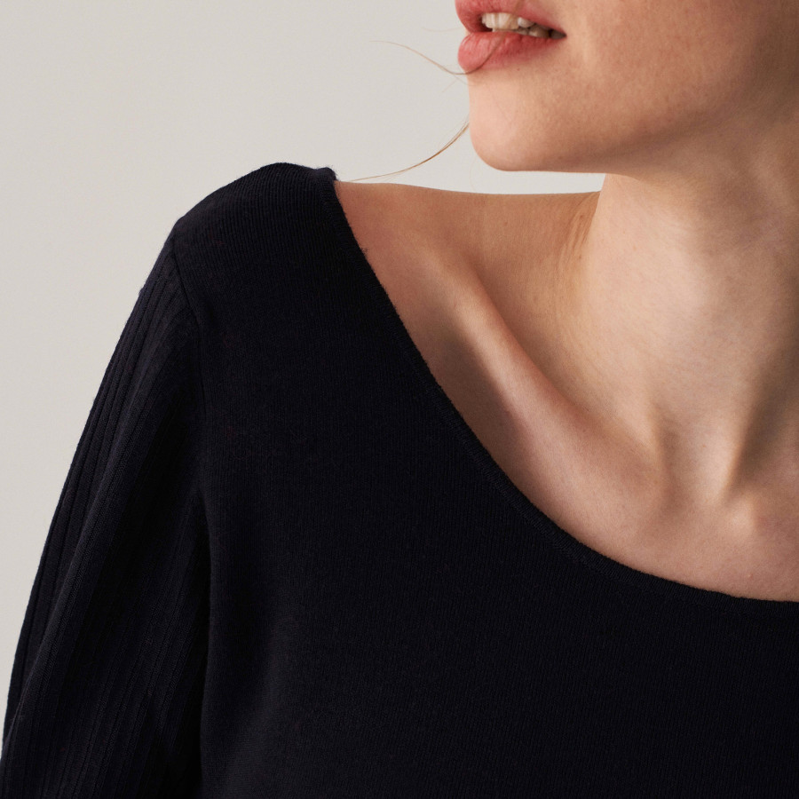 Pull col rond en laine mérinos maille fine - Altesa