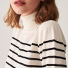Pull col roulé en laine mérinos finitions bord côtes - Colette 7526 marine/ecru - 05 Bleu marine