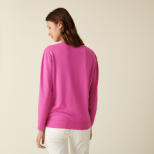 V-neck sweater in merino wool with ribbed edges - Arya