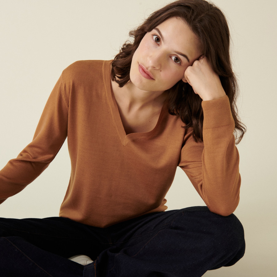 Pull col V en laine mérinos - Arya