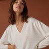 Merino wool V-neck sweater with slits in merino wool - Aurora