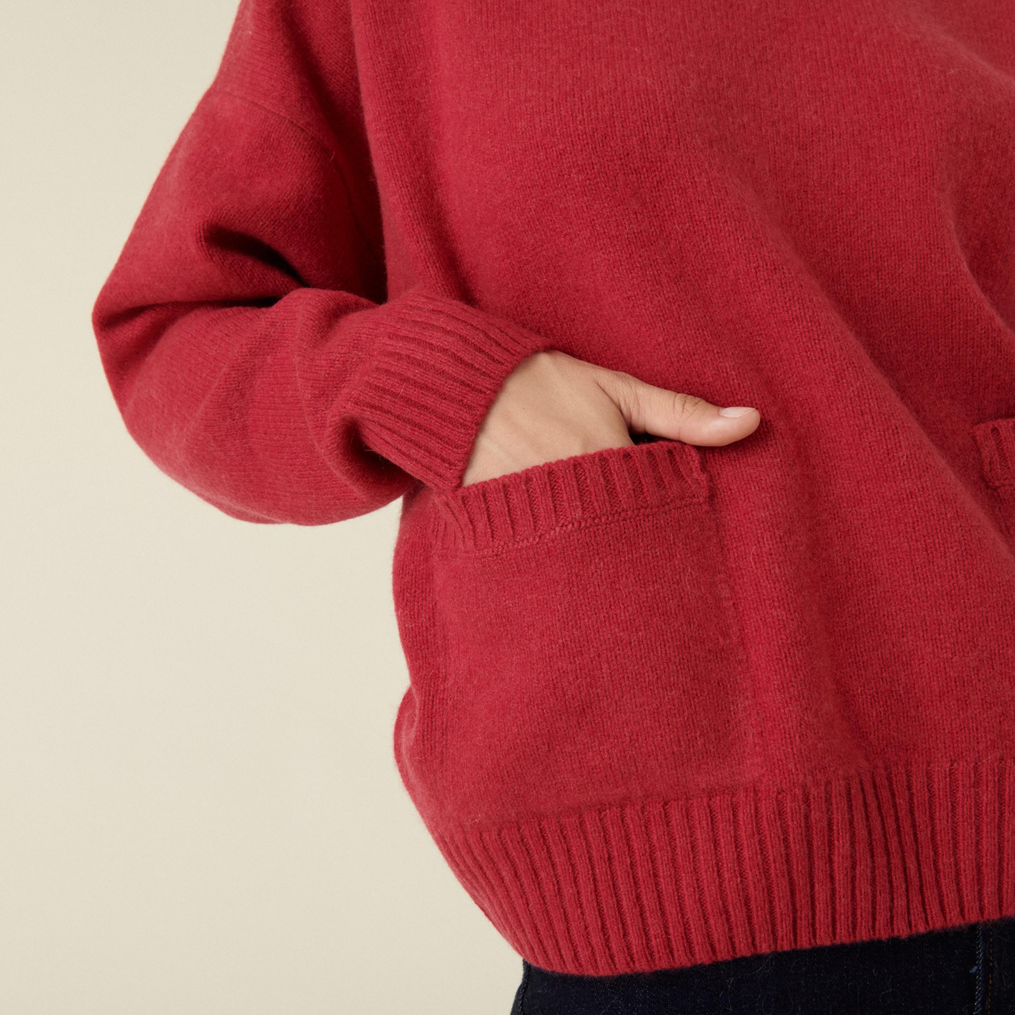 Pull ample en cachemire recyclé à poches - Davina 7486 framboise - 26 Rose foncé
