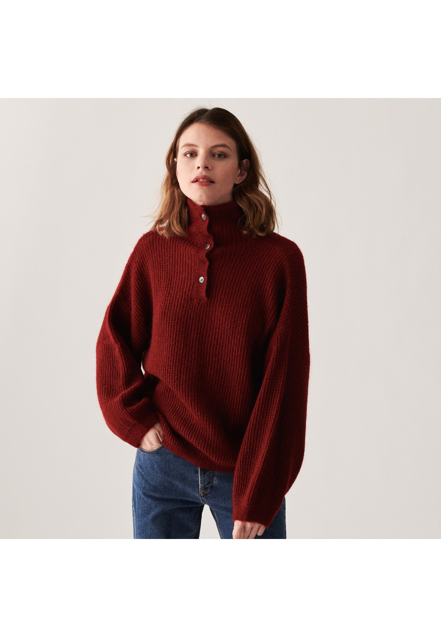 Suéter oversized de mohair com botões - Clea