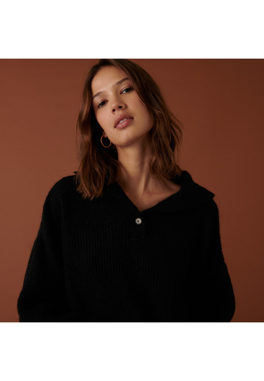 Pull oversize boutonné en mohair - Clea