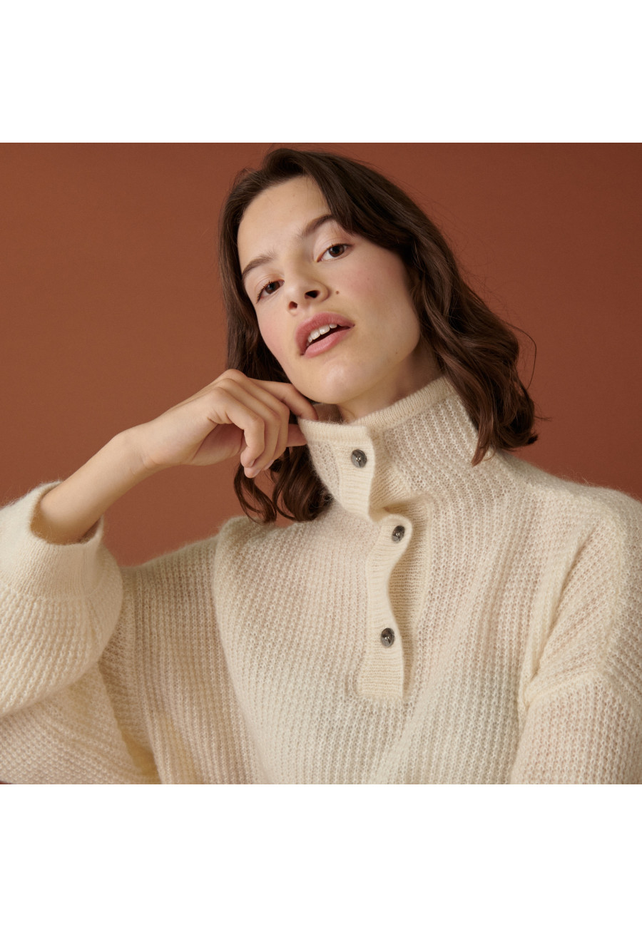 Oversized buttoned mohair sweater - Clea