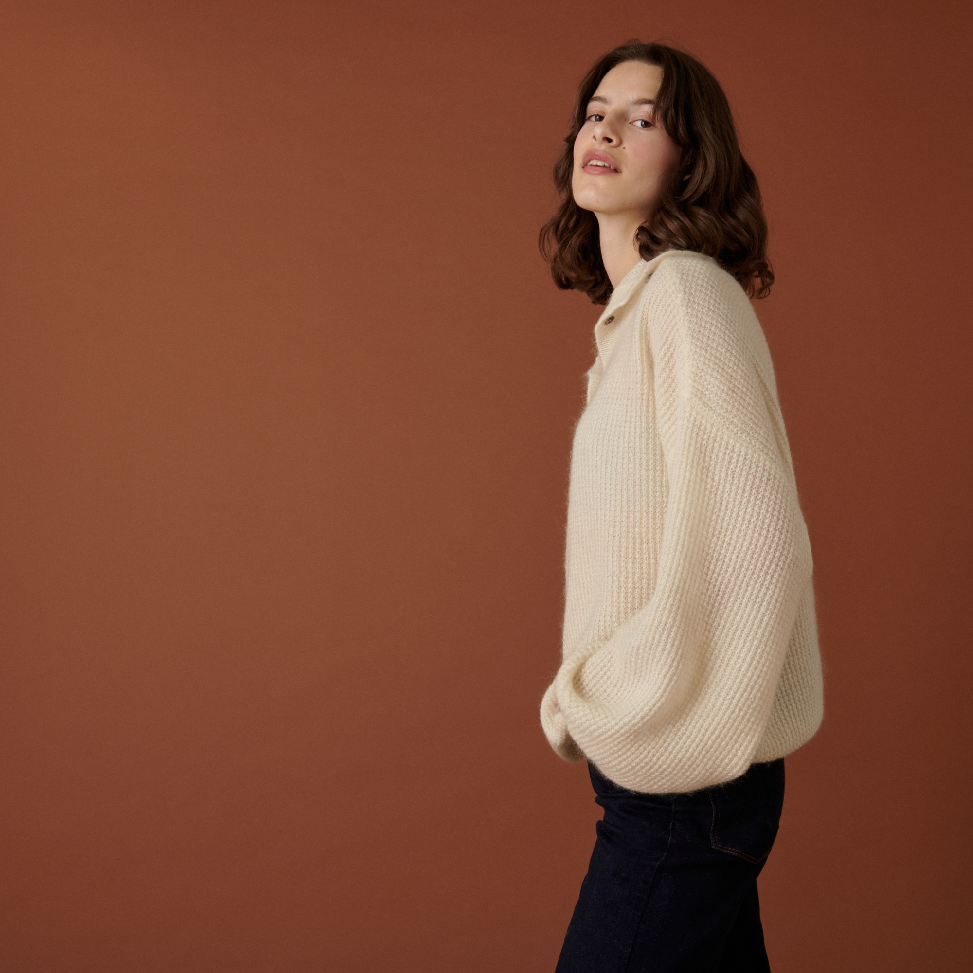 Oversized buttoned mohair sweater - Clea