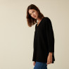 Pull ample à fentes en cachemire et laine recyclés - Darius 7410 noir - 01 Noir