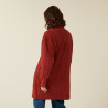 Long gilet en laine alpaga manches ballons - Damy 7485 brique - 20 Rouge foncé
