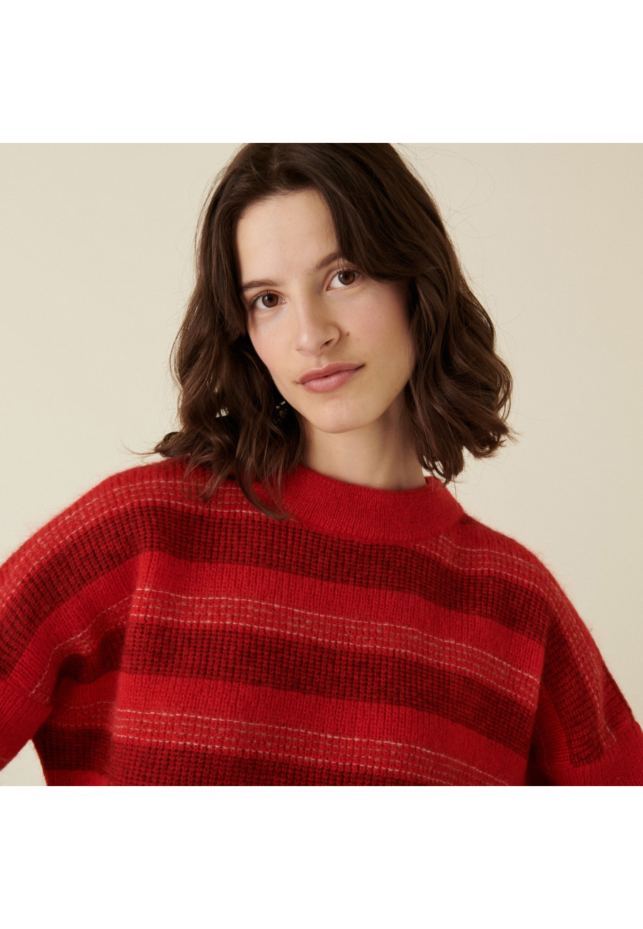 Round-neck striped mohair sweater - Charly