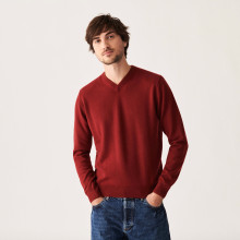 Pull col V en cachemire - Evann 7481 cerise - 51 Bordeaux