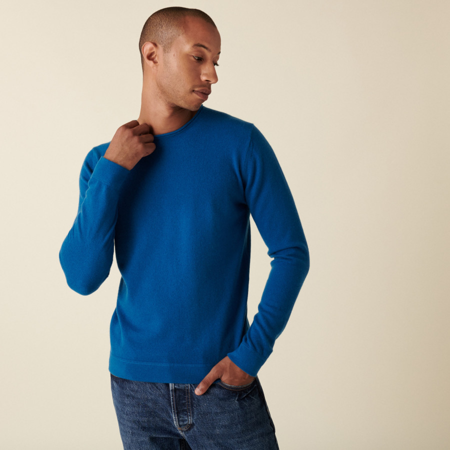 Round-neck cashmere sweater with rolled finishes - Ernest
