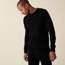 Pull col rond en cachemire à finitions roulotées - Ernest 7410 noir - 01 Noir