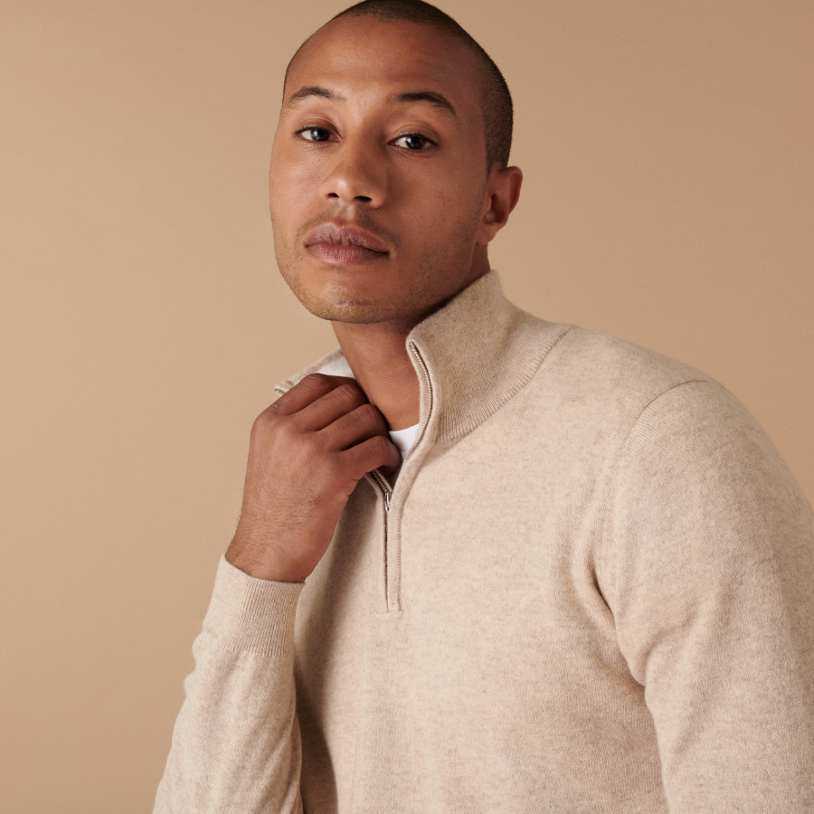 Cashmere sweater with trucker collar - Emile