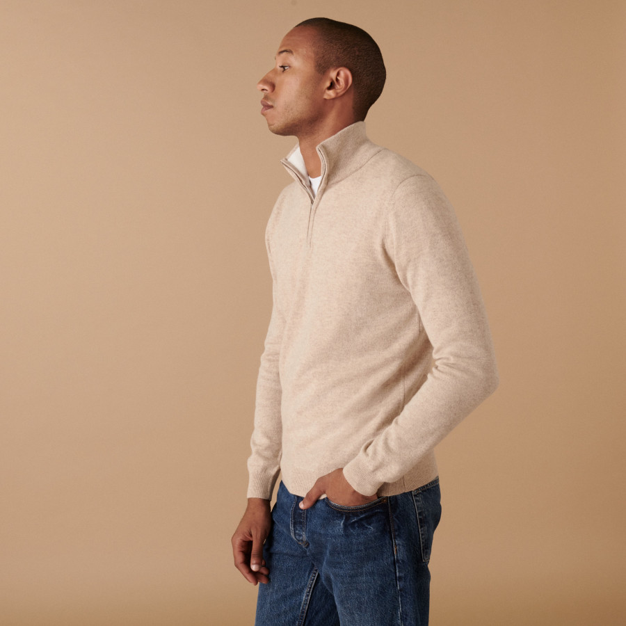 Cashmere sweater with trucker collar - Emile