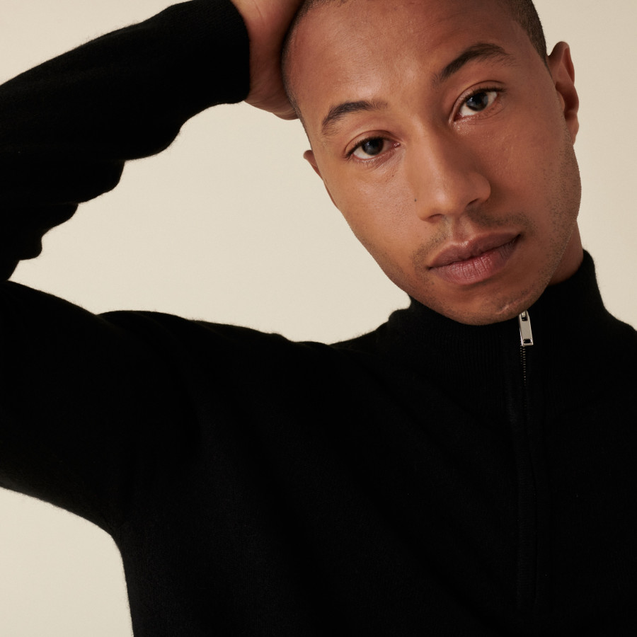 Cashmere sweater with trucker collar - Emile