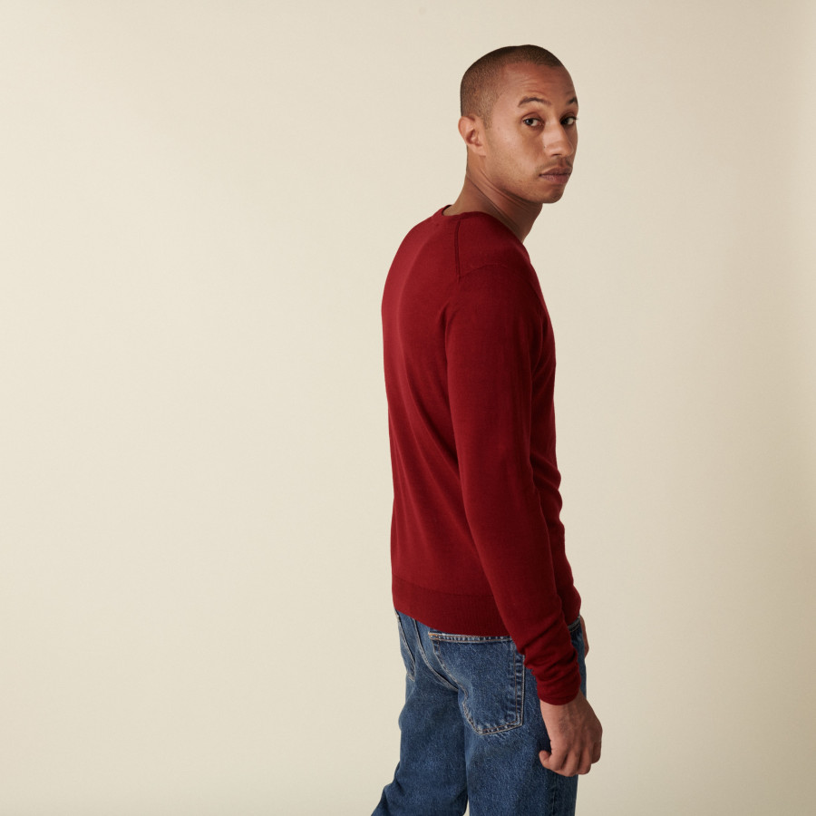 Pull col V en laine mérinos - Elmo