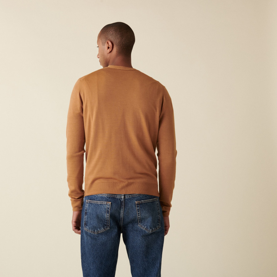 Gilet boutonné avec logo en laine mérinos - Etienne