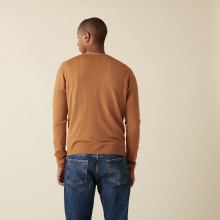 Gilet boutonné avec logo en laine mérinos - Etienne 7430 noisette - 88 Camel