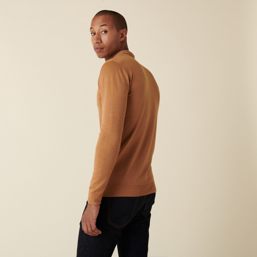 Suéter gola polo de lã merino com logotipo - Eni