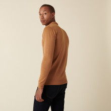 Pull col polo avec logo en laine mérinos - Eni 7430 noisette - 88 Camel