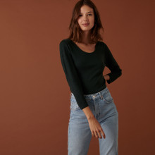 Pull col rond en laine mérinos maille fine - Altesa 7451 bronze - 83 Kaki