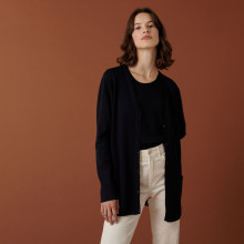 V-neck buttoned cardigan in merino wool - Alister