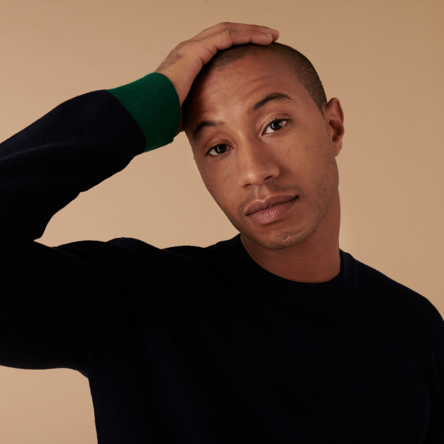 Pull col rond bicolore en laine mérinos - Adrien