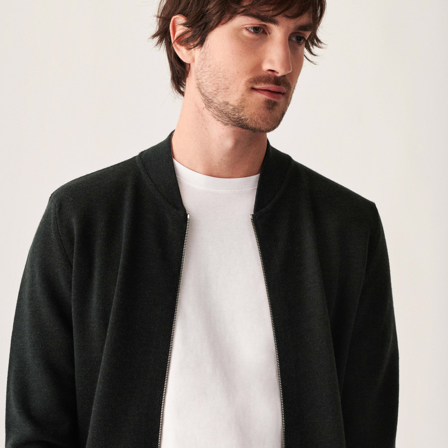 Zipped jacket with pockets in merino wool - Archibald