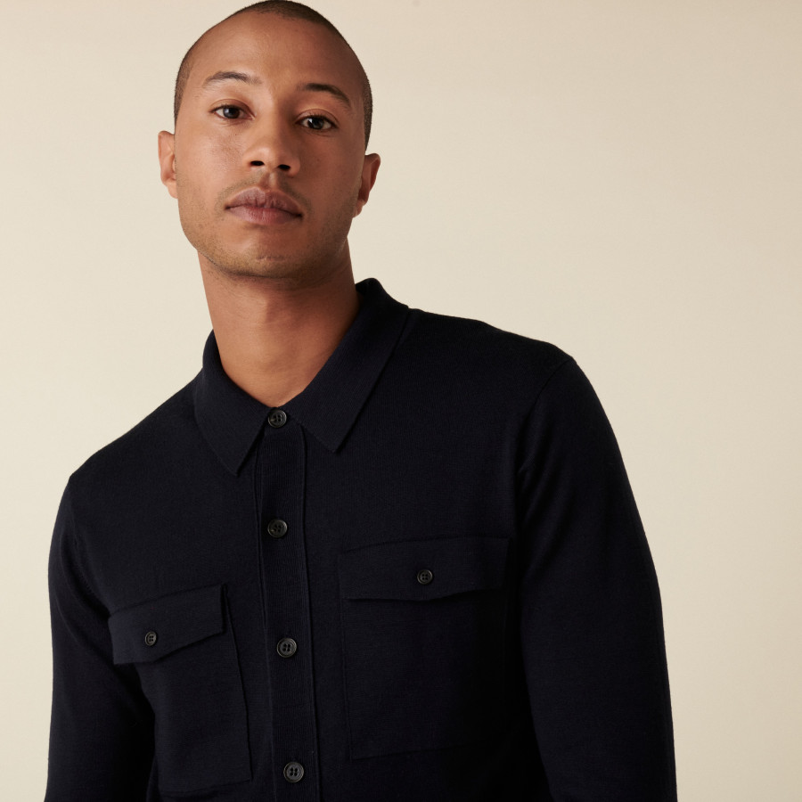 Merino wool patch pocket overshirt - Andy