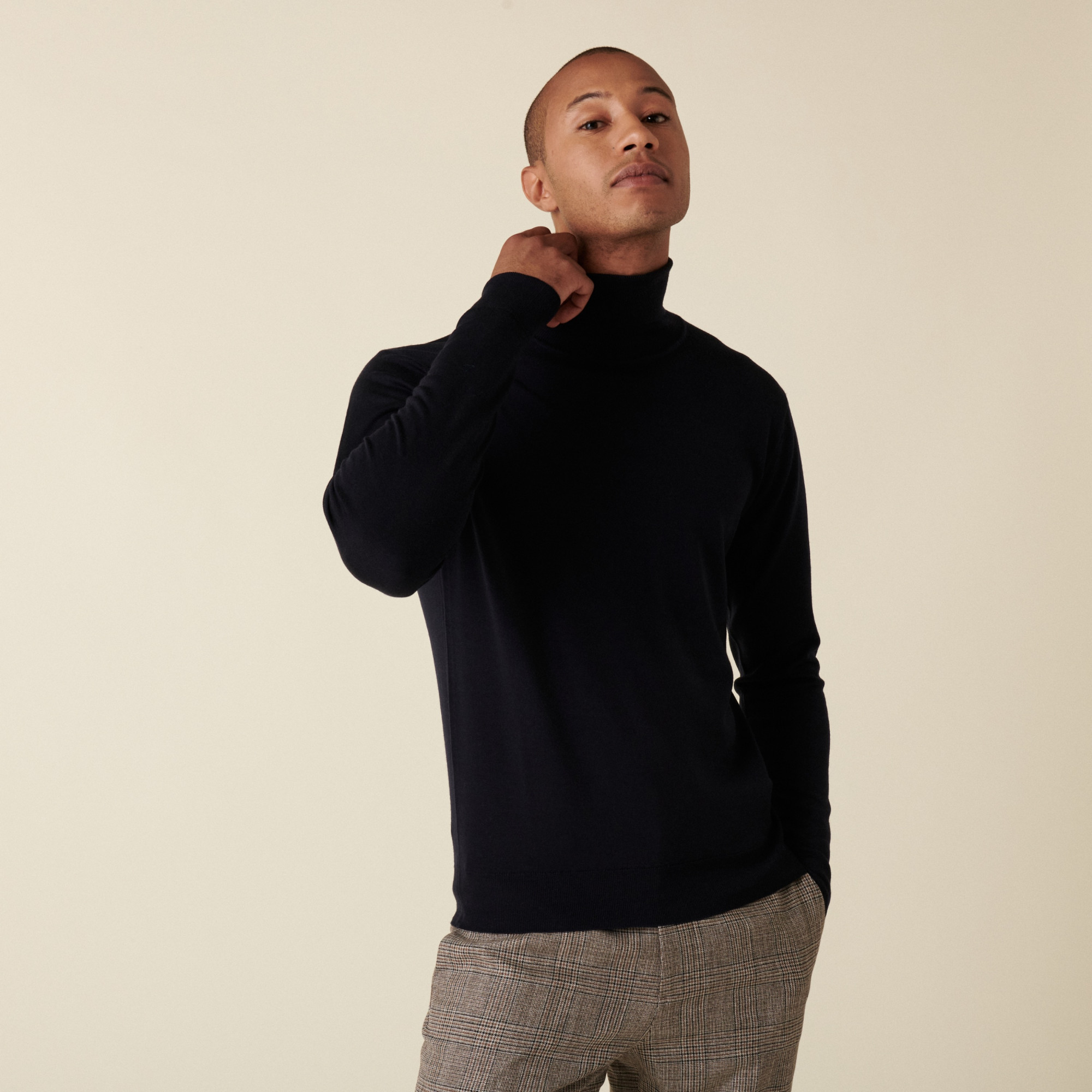 Pull col roulé avec logo en laine mérinos - Enzo 7440 marine - 05 Bleu marine