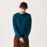 Pull col rond avec logo en laine mérinos - Eddie 7443 paon - 06 Bleu moyen
