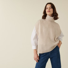 Recycled cashmere sleeveless turtleneck sweater - Dalya