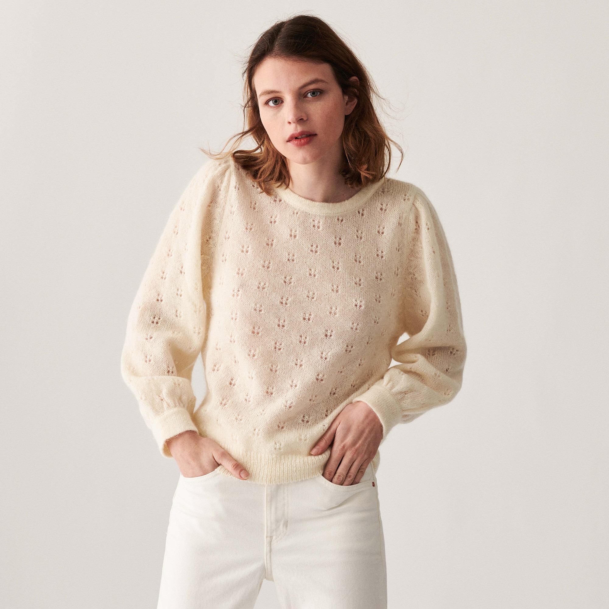 Mohair fancy stitch jumper - Camelia