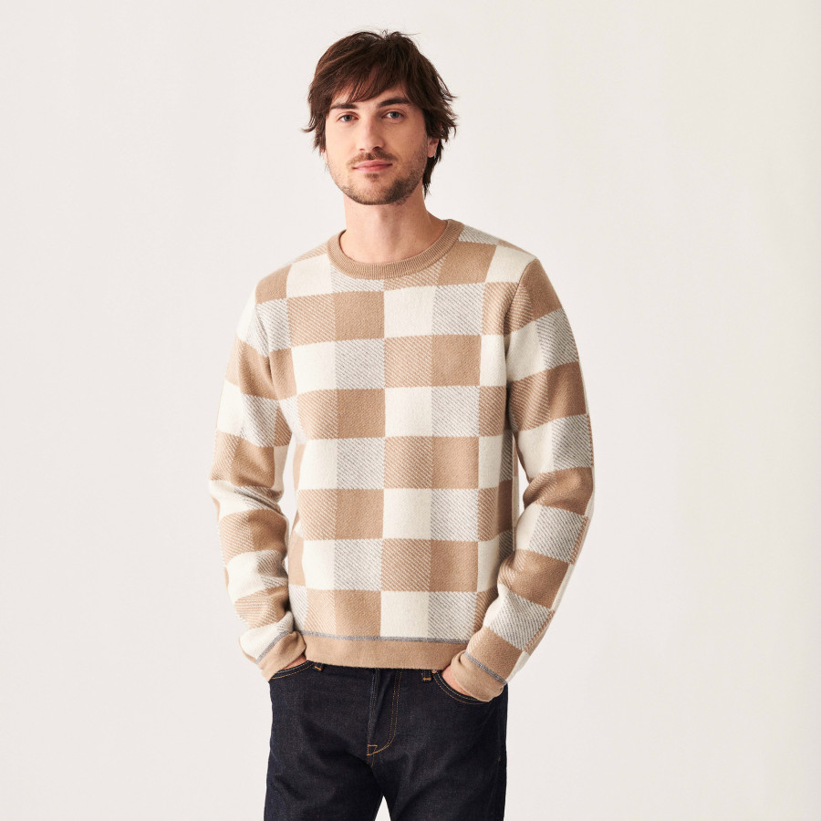 Pull motif damier en cachemire - Amadeo