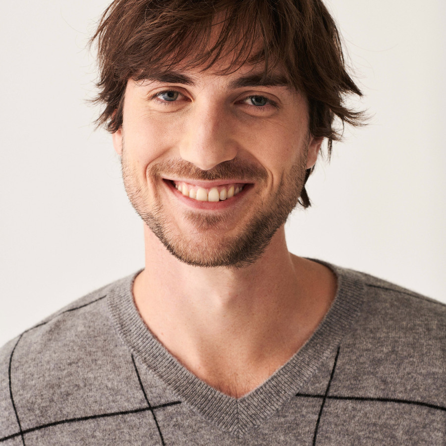 Checkered cashmere V-neck sweater - Arturo