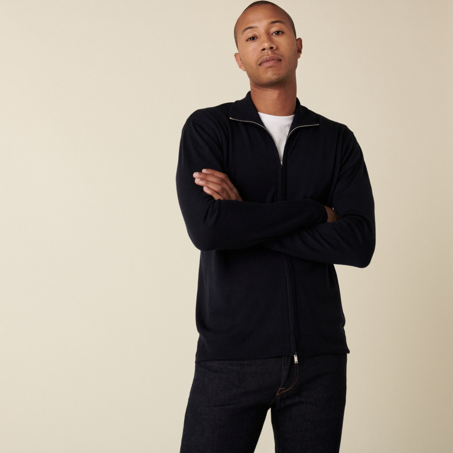 Gilet zippé en laine mérinos - Estian