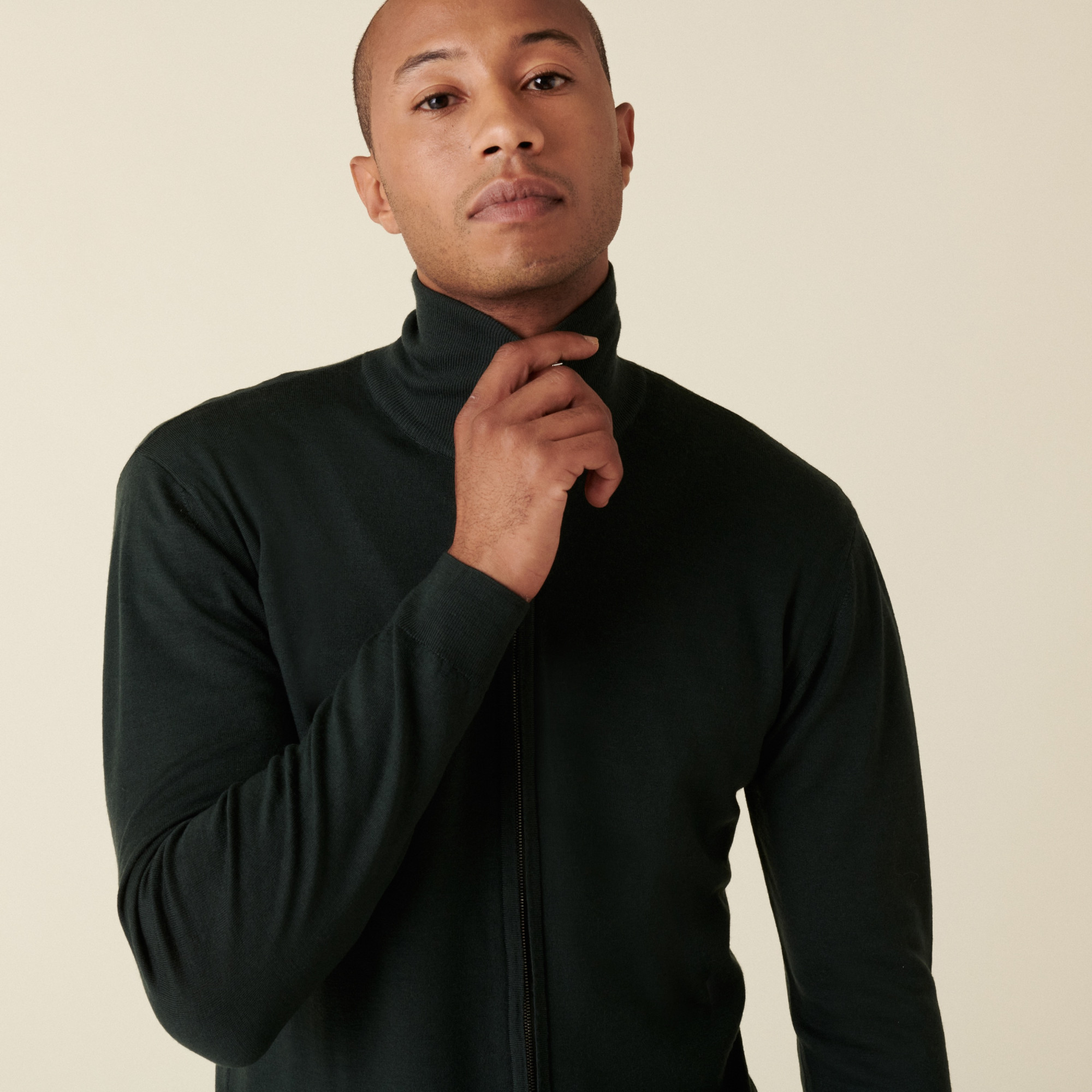 Zipped cardigan with logo in merino wool - Estian