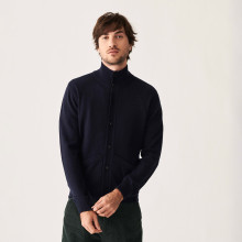 Gilet en cachemire boutonné à poches - Erwan 7440 marine - 05 Bleu marine